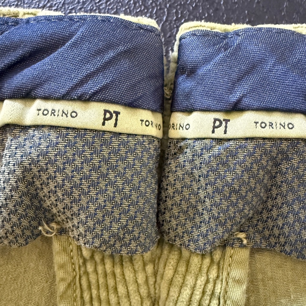 PT Torino Corduroy Pants Mens 52 36x30 Lime Green Slim Fit Stretch Cuffed Italy - Picture 3 of 12
